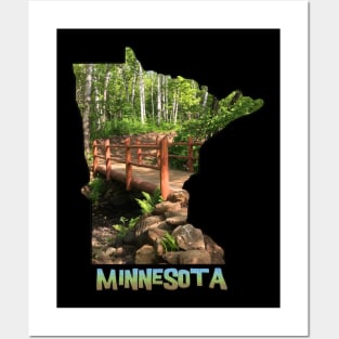 Minnesota State Outline (Duluth Traverse Bike Trail Bridge) Posters and Art